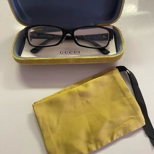 Gucci Black Glasses with Yellow Case
